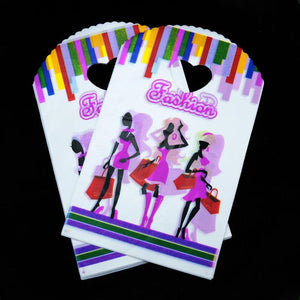 50pcs Girls Print Plastic Bag 13x21cm Small Jewelry Boutique Candy Packaging Bag