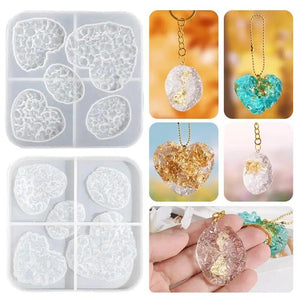 Heart Crystal Stone Necklace Pendant Resin Mold