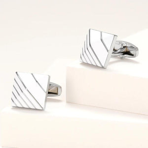 Men's Silver Square Cufflinks XK22S029 Formal Dress Shirt Wedding