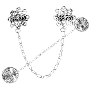 2 Pcs Collar Chain Women Dress Clips Shirt Cardigan Sweaters Cinch Alloy Shawl