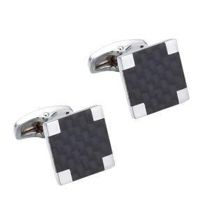 HYX Square Carbon Fiber Cuff Buttons French Shirt Cufflinks