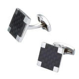 HYX Square Carbon Fiber Cuff Buttons French Shirt Cufflinks