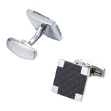 HYX Square Carbon Fiber Cuff Buttons French Shirt Cufflinks