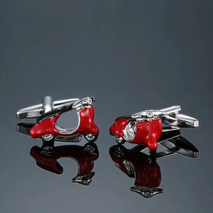Red Motorbike Cufflinks High Enamel Cuff links for Mens Shirt Cuff