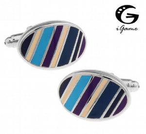 Ellipse Multi-colour Paint Twill Copper Cuff Links