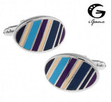 Ellipse Multi-colour Paint Twill Copper Cuff Links