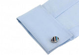 Ellipse Multi-colour Paint Twill Copper Cuff Links