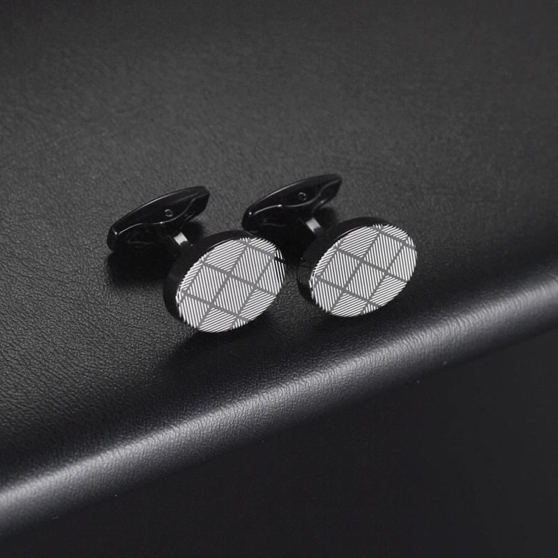 Copper Round Stripes Cufflinks Men's French Shirts Accessories