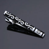Slim Collar Black-Ended Tie Clip with Silvery Accents