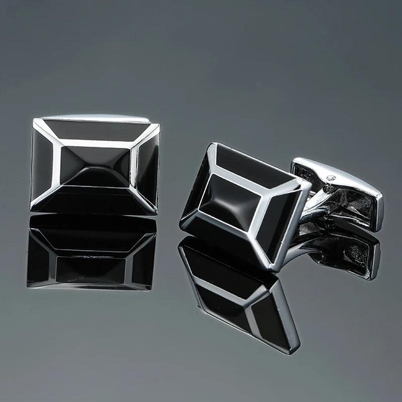 High Brass Square Enamel Cufflinks Men's French Cufflinks
