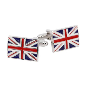 Men's Nickel Brushed Square M Flag Cufflinks