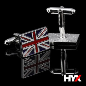 Men's Nickel Brushed Square M Flag Cufflinks