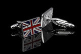 Men's Nickel Brushed Square M Flag Cufflinks