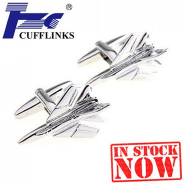 Silver Plane Cufflink Stainless Steel 2 Pairs