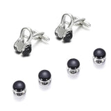 Enamel Gemelos Tuxedo Collar Stud Cufflink Set 6-PCS