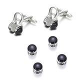 Enamel Gemelos Tuxedo Collar Stud Cufflink Set 6-PCS