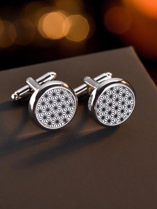 Vintage Flower Printed Cufflinks for Men