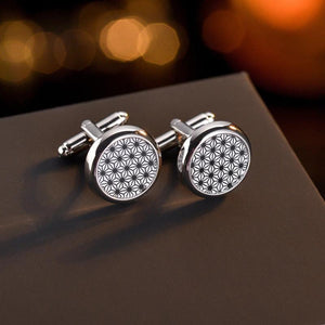 Vintage Flower Printed Cufflinks for Men