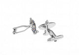 Men's Silver Brass Plane Cufflinks