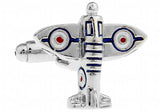 Men's Silver Brass Plane Cufflinks