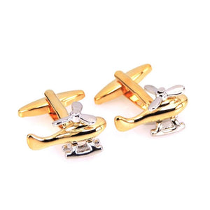Golden Aircraft Men's Cuff Links Airplane Shape Cufflinks