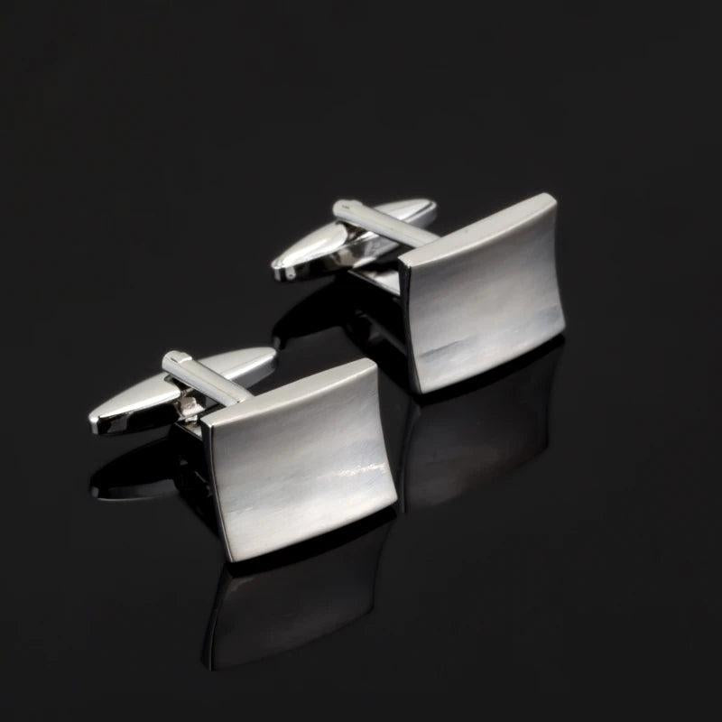 French Brushed Stainless Steel Cufflink for Men's Shirt Suit
