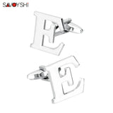 Silver 26 Letters Cufflinks for Mens Shirt Accessories