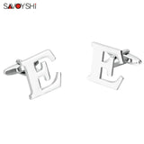 Silver 26 Letters Cufflinks for Mens Shirt Accessories