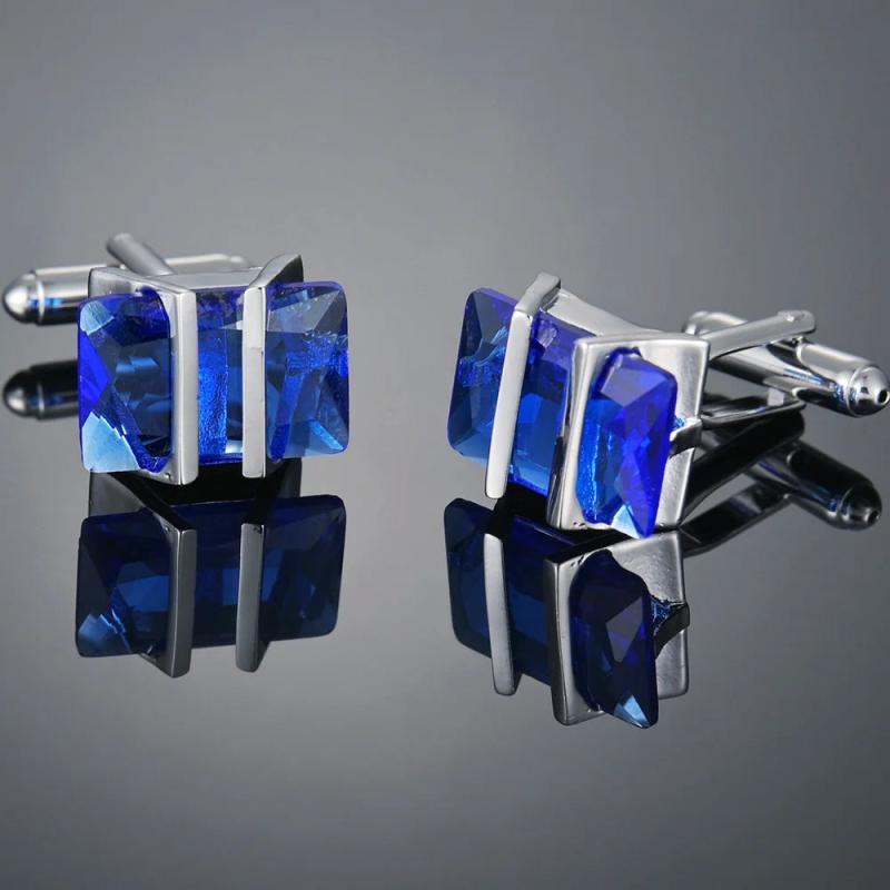 High Square Crystal Cufflinks Men's French Shirt Suit Business