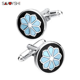 Vintage Flower Pattern Cufflinks Mens Shirts Accessories Coloful Art Enamel Jewe
