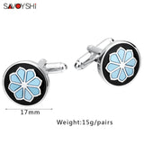 Vintage Flower Pattern Cufflinks Mens Shirts Accessories Coloful Art Enamel Jewe