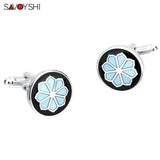 Vintage Flower Pattern Cufflinks Mens Shirts Accessories Coloful Art Enamel Jewe