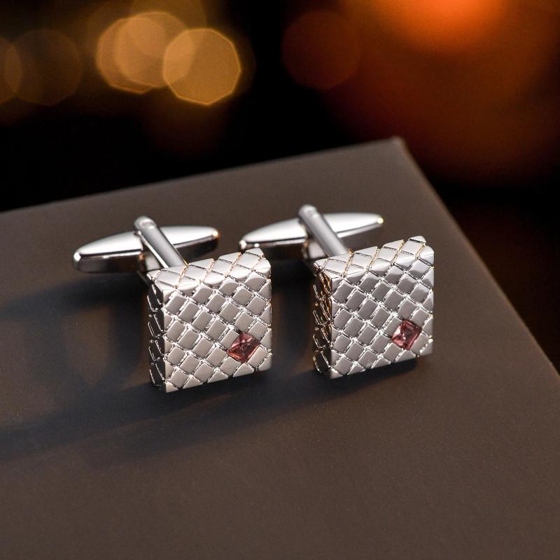 Red Crystal Cufflinks Men's Shirt Cufflink Accessories