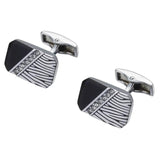 French Men's Crystal Silvery Striped Cufflinks