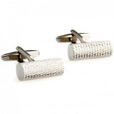 Silver Metal Cylinder Cufflink Set - 2 Pairs