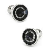 Men's Brass Round Crystal Stone Cufflinks