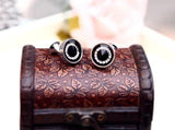 Men's Brass Round Crystal Stone Cufflinks