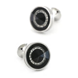 Men's Brass Round Crystal Stone Cufflinks