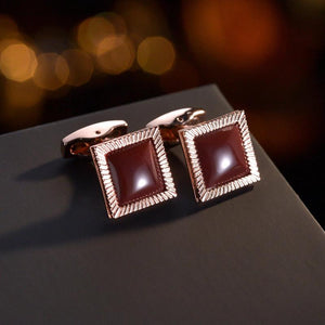 Red Crystal Cufflink French Men's Shirt Wedding Accessories