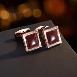 Red Crystal Cufflink French Men's Shirt Wedding Accessories