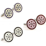 Round Flowers Enamel Cufflink Cuff Link
