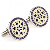 Round Flowers Enamel Cufflink Cuff Link