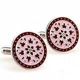 Round Flowers Enamel Cufflink Cuff Link