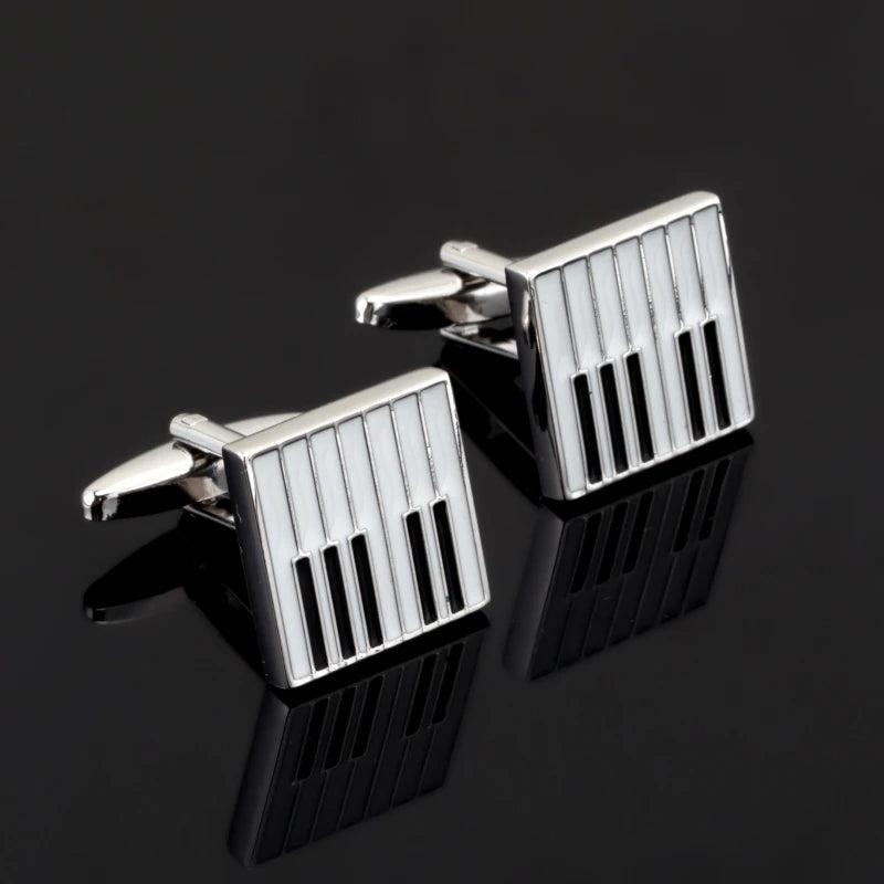 Enamel Music Piano Cufflinks for Men's Shirt Buttons