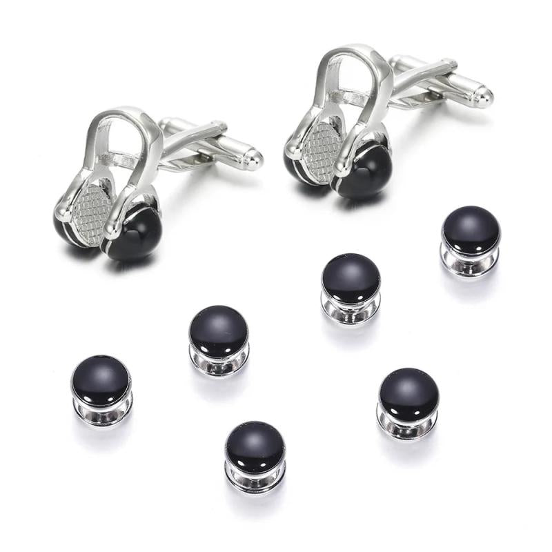 Enamel Gemelos Tuxedo Collar Studs 8 PCS Set