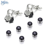 Enamel Gemelos Tuxedo Collar Studs 8 PCS Set