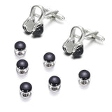 Enamel Gemelos Tuxedo Collar Studs 8 PCS Set