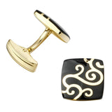 HYX Golden Auspicious Clouds Enamel Cuff Buttons French Shirt Cufflinks