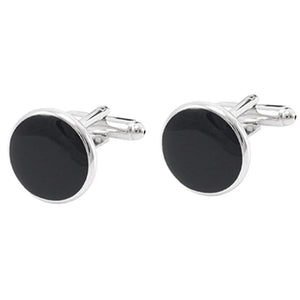 Men's Round Silver Cuff Links XK23024 Business Dress Shirt Wedding