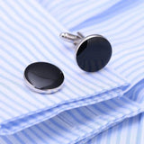 Men's Round Silver Cuff Links XK23024 Business Dress Shirt Wedding